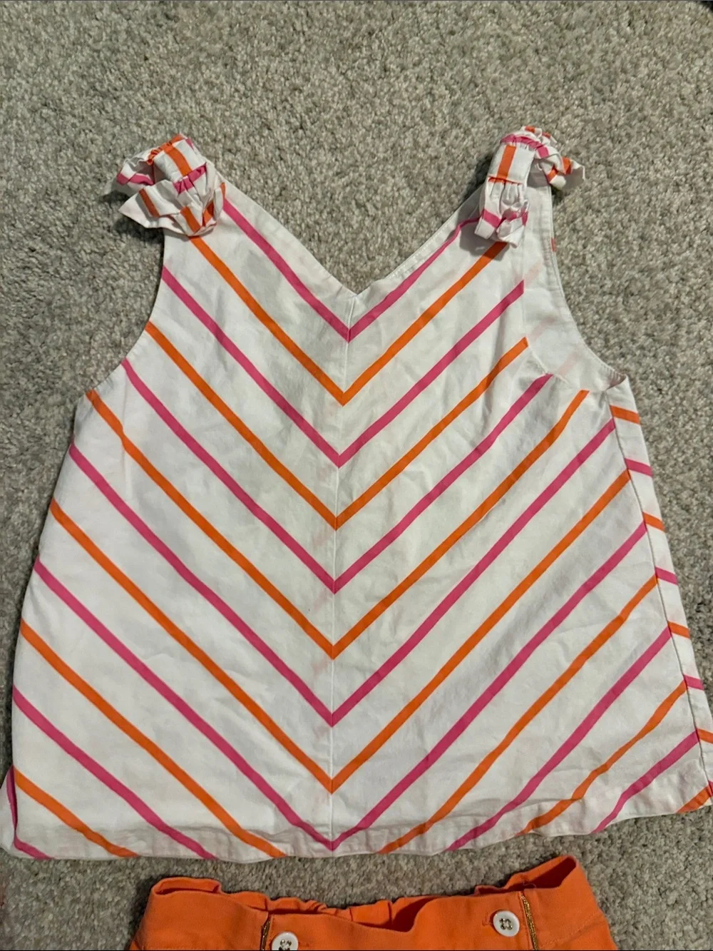 Girls Janie and Jack Summer Striped Tank & Orange Shorts Set